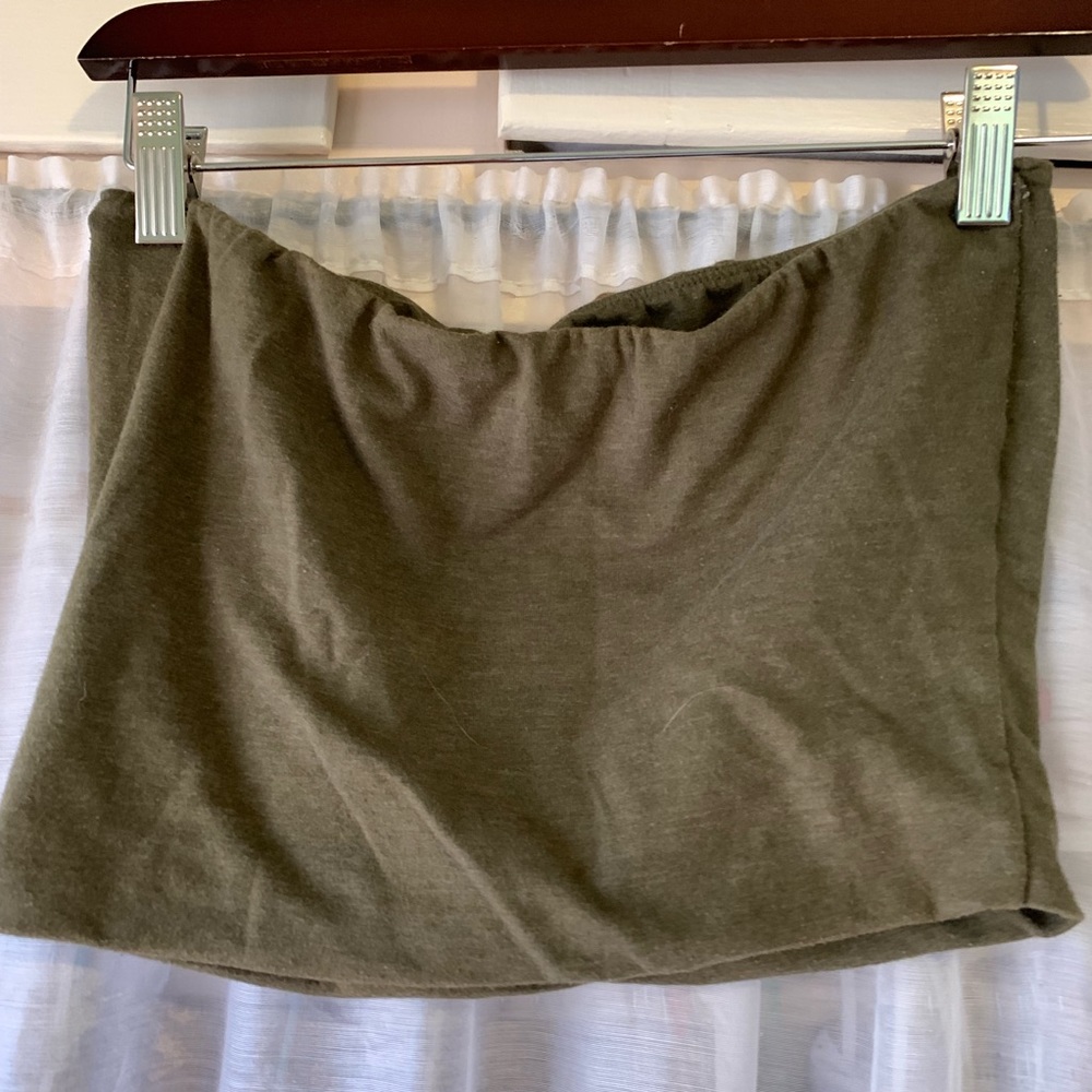 Army green tube top.